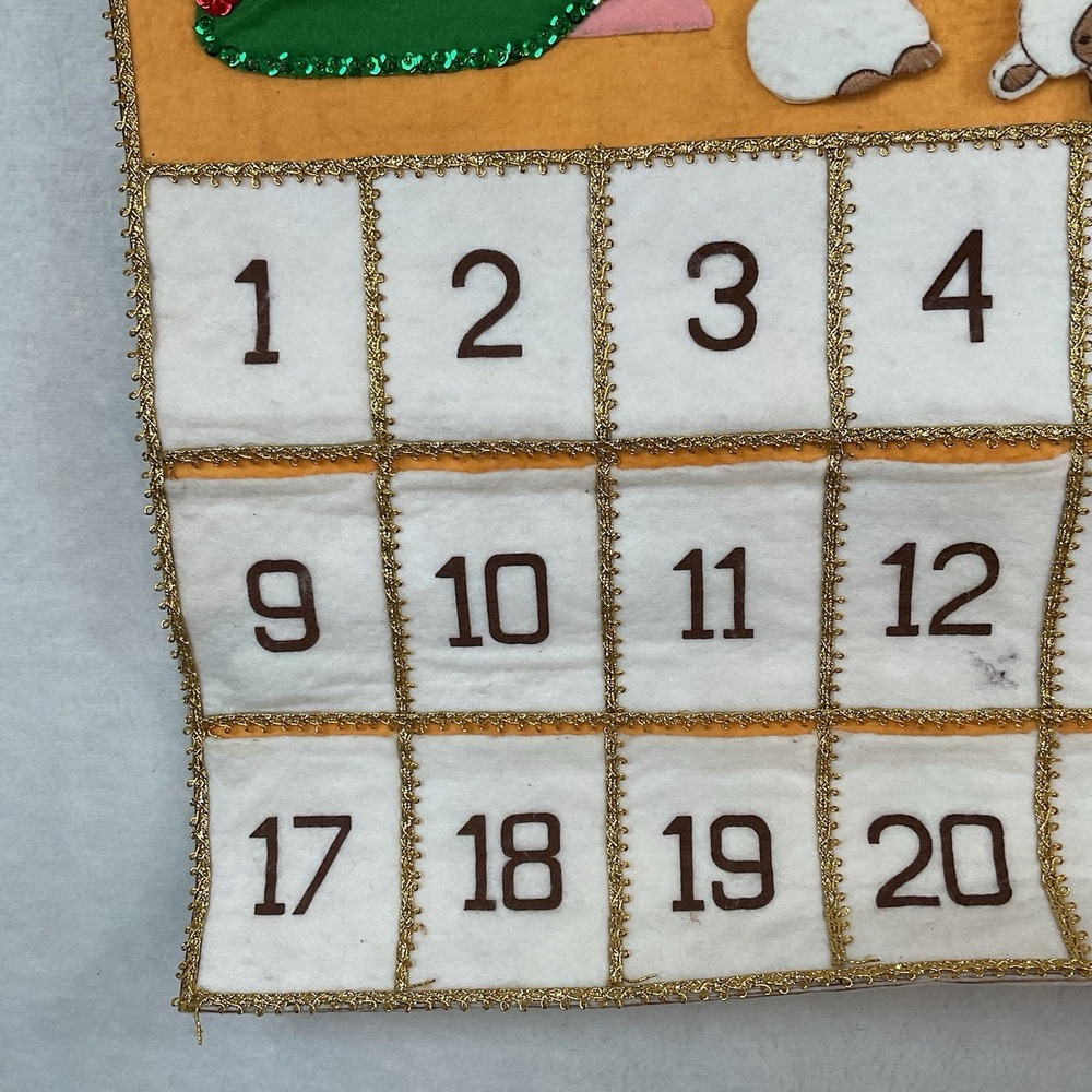 Christmas Advent Calendar Felt Sequins Handmade Wall Hanging Incomplete READ - Picture 10 of 14